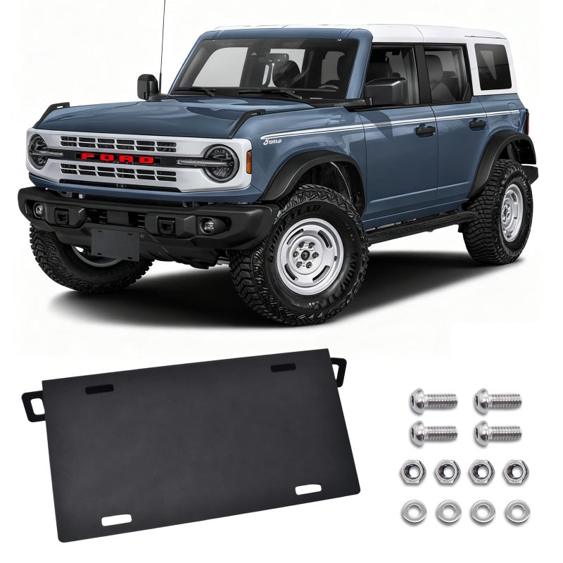GZSH License Plate Frame Compatible with Ford Bronco 2025 2024 2023 2022 2021 2/4-Door |Easy to Install||no Drilling Required| Bronco License Plate Bracket Holder fit for Heavy-Duty Modular Bumper - Image 1